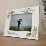 Personalised Wedding Picture Frame Gift With Floral Leaves