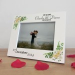 Personalised Wedding Picture Frame Gift With Floral Leaves