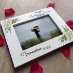 Personalised Wedding Picture Frame Gift With Floral Leaves