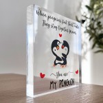 Anniversary Wedding Gift for Him And Her MY PENGUIN Plaque