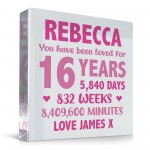 Personalised Freestanding Block 16th Birthday Gift For Daughter