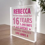 Personalised Freestanding Block 16th Birthday Gift For Daughter