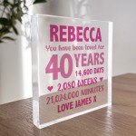 Personalised Freestanding Block 40th Birthday Gift For Mum