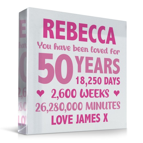 Personalised Freestanding Block 50th Birthday Gift For Mum Nan