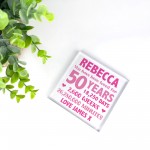 Personalised Freestanding Block 50th Birthday Gift For Mum Nan