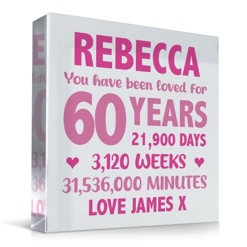 Personalised Freestanding Block 60th Birthday Gift For Mum Nan