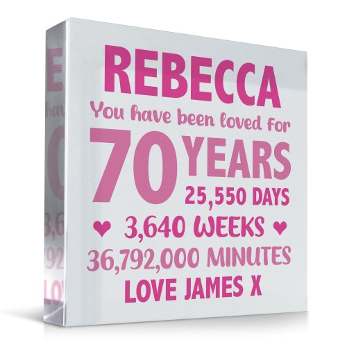 Personalised Freestanding Block 70th Birthday Gift For Mum Nan