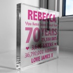 Personalised Freestanding Block 70th Birthday Gift For Mum Nan