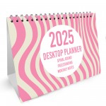 2025 Pink Calendar Desktop Office Planner Month to View Planner