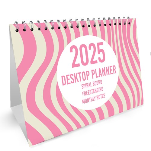 2025 Pink Calendar Desktop Office Planner Month to View Planner