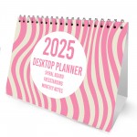 2025 Pink Calendar Desktop Office Planner Month to View Planner