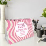 2025 Pink Calendar Desktop Office Planner Month to View Planner