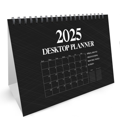 2025 Calendar Desktop Free Standing Planner Flip Spiral Bound