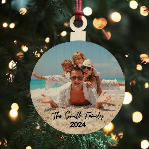 Personalised Photo Christmas Bauble Family Christmas 2024 Tree