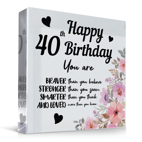 40th Birthday Acrylic Plaque 40th Birthday Gifts for Women