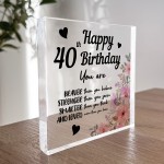 40th Birthday Acrylic Plaque 40th Birthday Gifts for Women