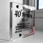 40th Birthday Acrylic Plaque 40th Birthday Gifts for Women