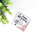 40th Birthday Acrylic Plaque 40th Birthday Gifts for Women