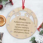 Personalised Pet Memorial Christmas Tree Bauble Decoration Wood