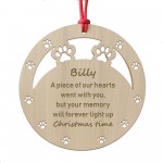 Personalised Pet Memorial Christmas Tree Bauble Decoration Wood