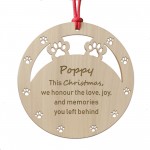 Personalised Dog Memorial Christmas Bauble Engraved Wooden Pet