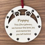 Personalised Dog Memorial Christmas Bauble Engraved Wooden Pet