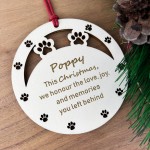 Personalised Dog Memorial Christmas Bauble Engraved Wooden Pet