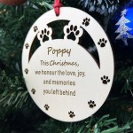 Personalised Dog Memorial Christmas Bauble Engraved Wooden Pet