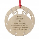 Personalised Pet Dog Memorial Bauble Wooden Engraved Ornaments