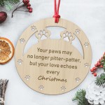 Pets Dog Cat Memorial Bauble Wooden Engraved Ornaments Christmas