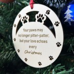 Pets Dog Cat Memorial Bauble Wooden Engraved Ornaments Christmas