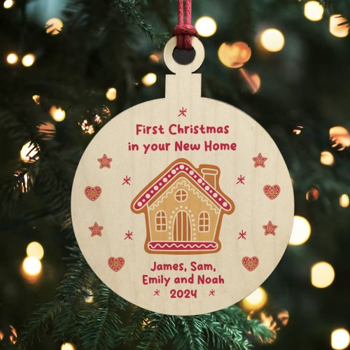 First Christmas In Your New Home Personalised Wood Bauble