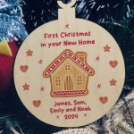 First Christmas In Your New Home Personalised Wood Bauble