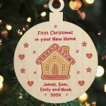 First Christmas In Your New Home Personalised Wood Bauble