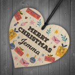 Personalised Merry Christmas Best Friend Gifts Wooden Heart