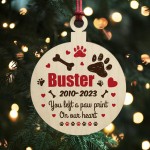 Personalised Dog Memorial Christmas Tree Bauble Pet Loss Decor