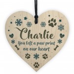 Personalised Pets Dog Memorial Bauble Wooden Heart Ornament