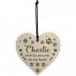 Personalised Pets Dog Memorial Bauble Wooden Heart Ornament