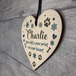 Personalised Pets Dog Memorial Bauble Wooden Heart Ornament