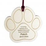 Personalised Pet Memorial Wooden Paw Print Decoration Dog Puppy