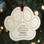 Personalised Pet Memorial Wooden Paw Print Decoration Dog Puppy