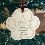 Personalised Pet Memorial Wooden Paw Print Decoration Dog Puppy