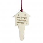 First Christmas in Our New Home Bauble Personalised Wooden Key