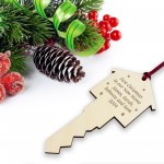 Personalised First Christmas in Our New Home Bauble Wooden Key