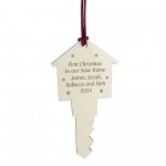 Personalised First Christmas in Our New Home Bauble Wooden Key