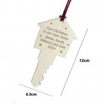 Personalised First Christmas in Our New Home Bauble Wooden Key