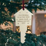 Personalised First Christmas in Our New Home Bauble Wooden Key