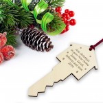 Personalised First Christmas in Your New Home Bauble Wooden Key