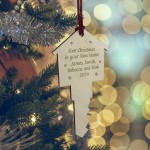 Personalised First Christmas in Your New Home Bauble Wooden Key