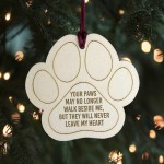 Pet Memorial Christmas Tree Decoration Engraved Wooden Paw Print